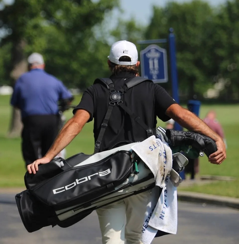 Max Homa carries his bag during final qualifying in Columbus, Ohio. (U.S. Open)