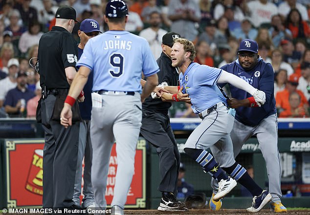 Walls did not agree with a strike call against the Houston Astros and was visibly frustrated