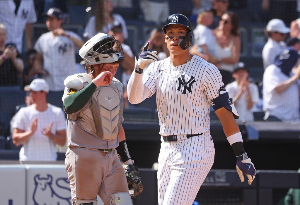 Aaron Judge blasts two homers as Yankees offense comes alive to pound A's
