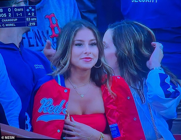 The cameraman on NESN zoomed in on Lia Anthony as she watcher her brother Roman play