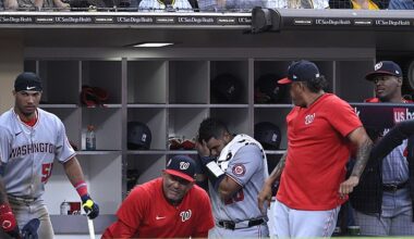Washington Nationals star Keibert Ruiz was hit in the head by a foul ball on Monday night