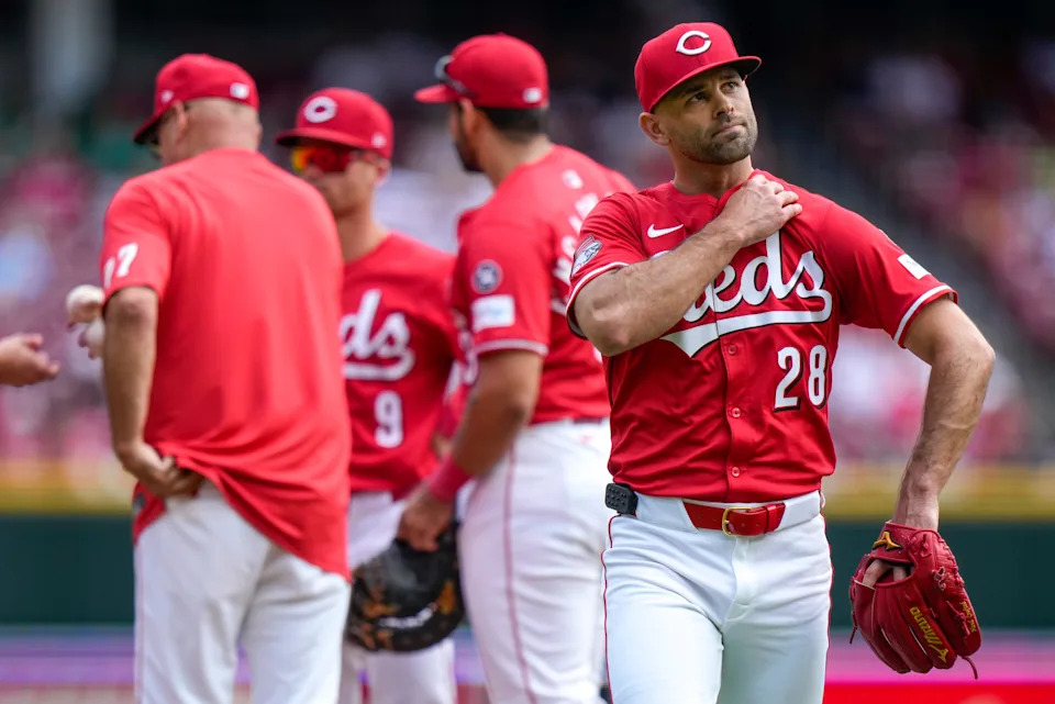 Reds starter Nick Martinez heads for the dugout after being replaced in the third inning Thursday, June 19. Martinez had arguably his worst outing of the year, allowing seven runs on seven hits, including three home runs.