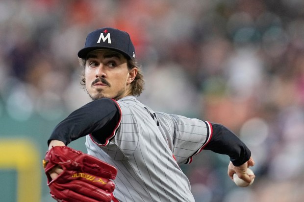 Joe Ryan throws a pitch