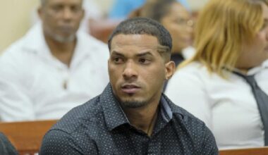 Tampa Bay Rays shortstop Wander Franco attends his trial on charges of sexually abusing a minor, sexual and commercial exploitation against a minor and human trafficking, in Puerto Plata, Dominican Republic, Thursday, Dec. 12, 2024. (AP Photo/Ricardo Hernandez, File)