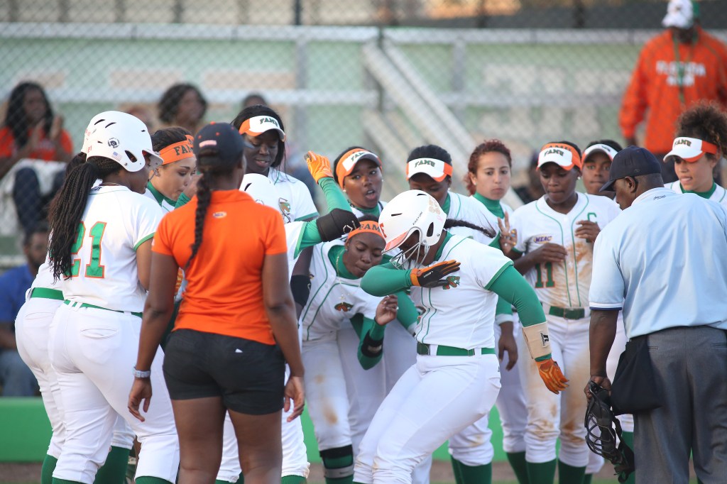 Amber Fullwood celebrates with a 
