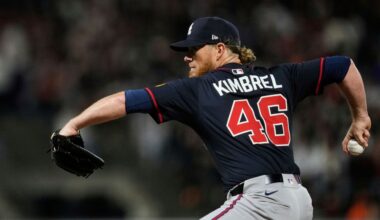 Atlanta Braves pitcher Craig Kimbrel throws to a San Francisco Giants batter during the seventh inning of a baseball game Friday, June 6, 2025, in San Francisco. (AP Photo/Godofredo A. Vásquez)