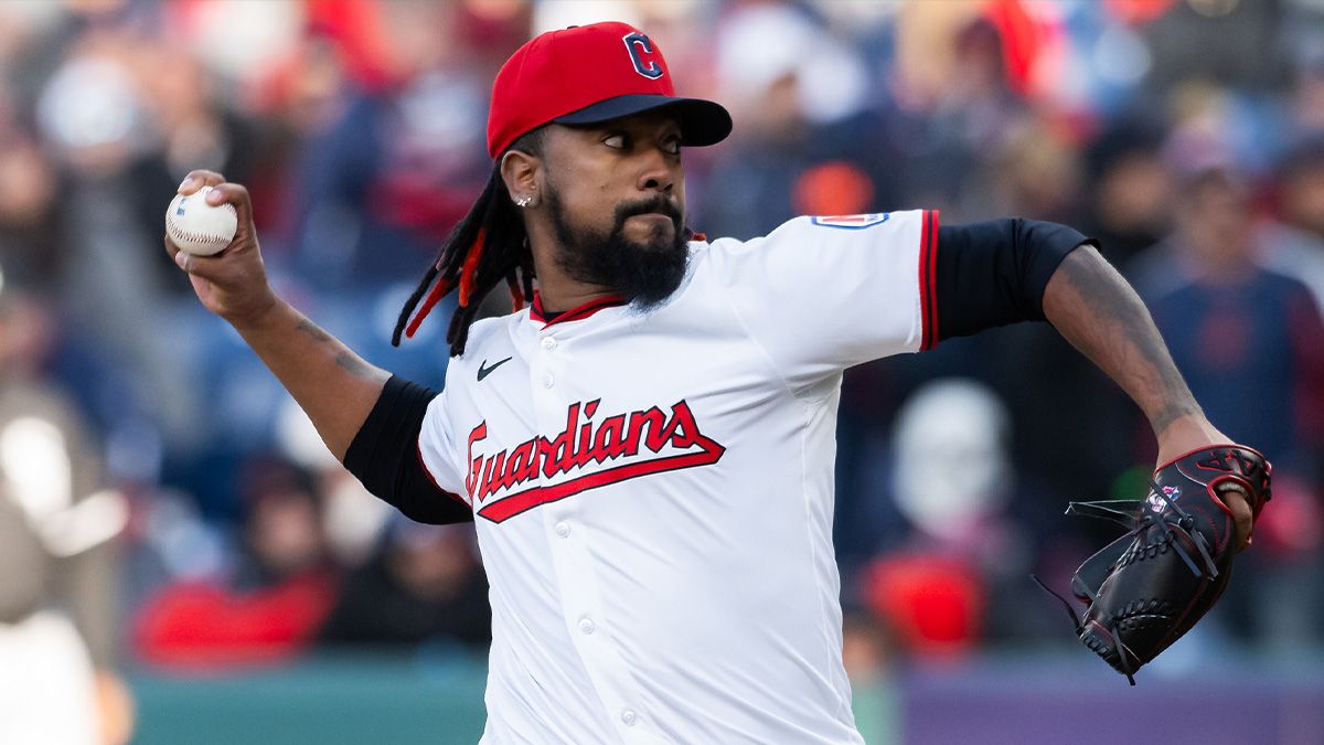 Cleveland Guardians relief pitcher Emmanuel Clase (48) throws a pitch during the ninth inning against the Chicago White Sox at Progressive Field.