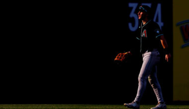 Jake McCarthy #31 of the Arizona Diamondbacks...