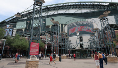 Fans arrive to Chase Field, home of the Arizona Diamondbacks...