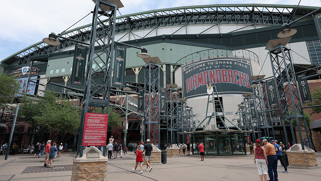 Fans arrive to Chase Field, home of the Arizona Diamondbacks...