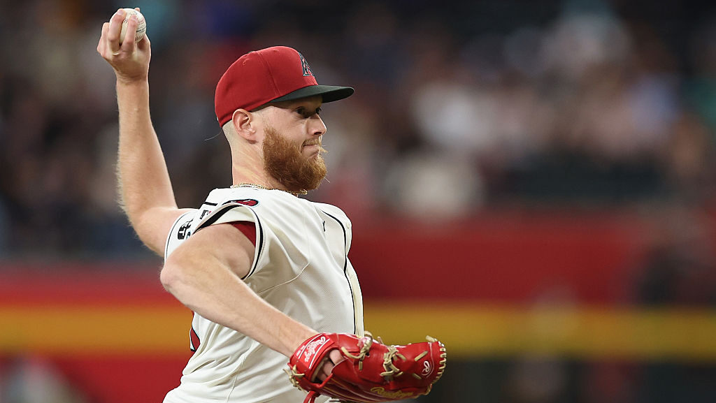 Relief pitcher A.J. Puk #33 of the Arizona Diamondbacks...