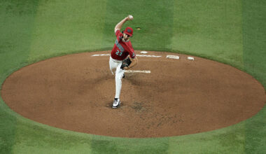 Zac Gallen #23 of the Arizona Diamondbacks...