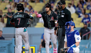 Corbin Carroll #7 of the Arizona Diamondbacks...