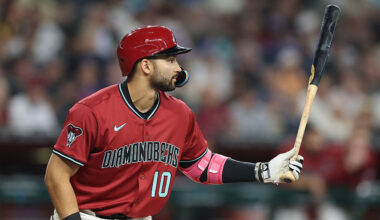 Jordan Lawlar #10 of the Arizona Diamondbacks...