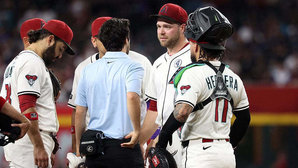 Corbin Burnes #39 of the Arizona Diamondbacks...