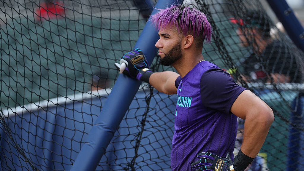 Lourdes Gurriel Jr. #12 of the Arizona Diamondbacks...