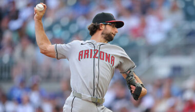Zac Gallen #23 of the Arizona Diamondbacks...