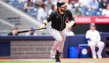 Eugenio Suarez #28 of the Arizona Diamondbacks...