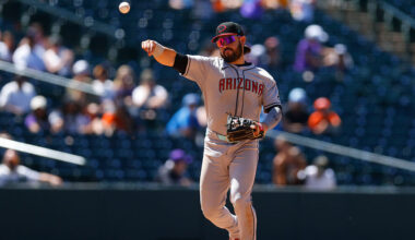 Third baseman Eugenio Suarez #28 of the Arizona Diamondbacks...