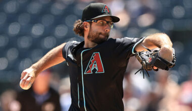 Zac Gallen #23 of the Arizona Diamondbacks...