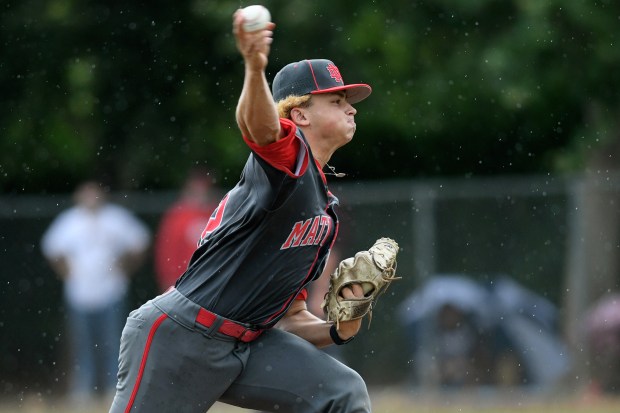Kai Bratton delivers a pitch for Mater Dei as they...