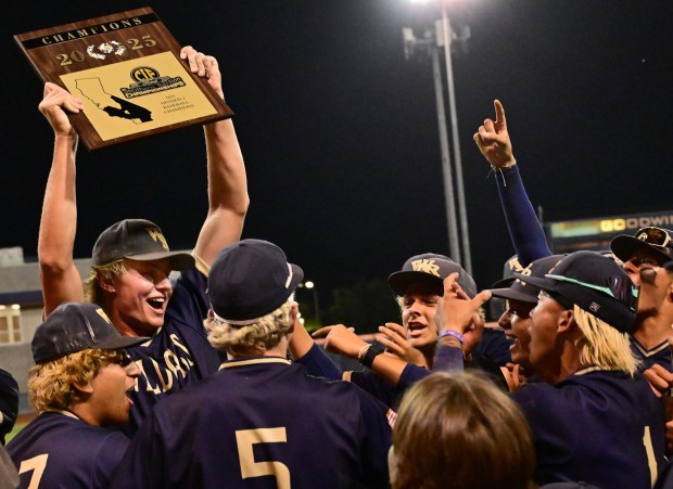 West Ranch celebrates after they defeated Mater Dei n the...