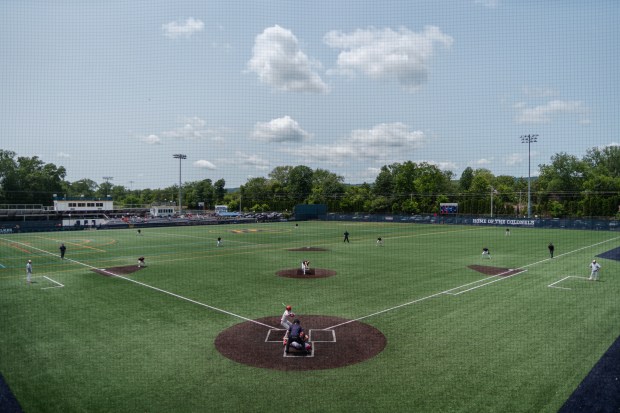 The Tri-Valley baseball team faces off against Holy Redeemer in...