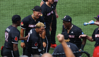Louisville hammers Miami, 8-1, in Super Regional opener