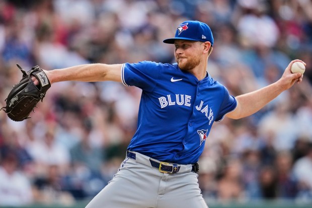 The Blue Jays' Eric Lauer delivers during the first inning against the Guardians on June 24. (Sue Ogrocki - The Associated Press)