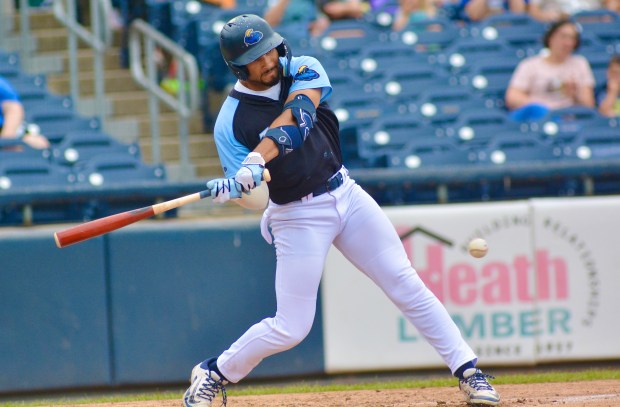 Thunder’s Jaden Sheffield swings at the ball against Frederick during...