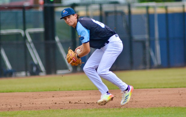 Thunder shortstop Logan Dawson fields the ball against Frederick during...