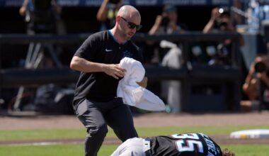 Marlins starter Ryan Weathers pitches 3 innings after getting hit in the head by catcher's throw