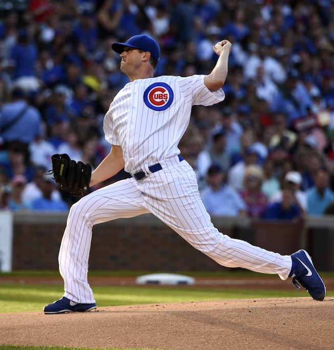 Chicago Cubs pitcher Brian Matusz delivers during the first inning of a baseball game against the Seattle Mariners on Sunday, July 31, 2016, in Chicago.