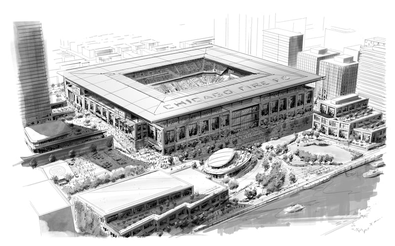 A sketch included with Fire owner Joe Mansueto's letter shows the proposed open-air stadium.