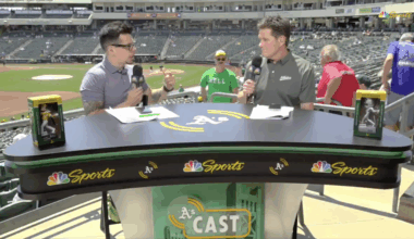 Athletics security removes fan with 'Sell' shirt during pregame show