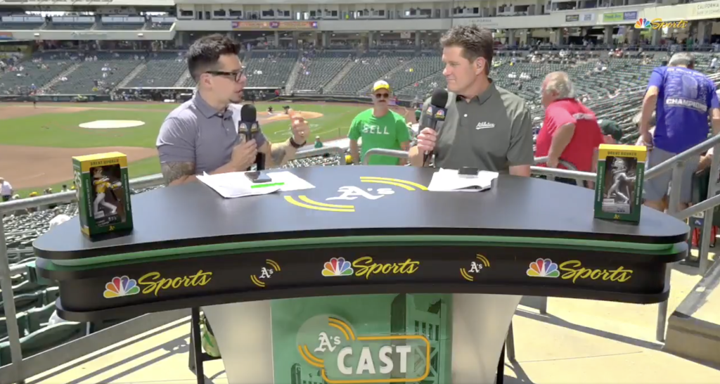 Athletics security removes fan with 'Sell' shirt during pregame show