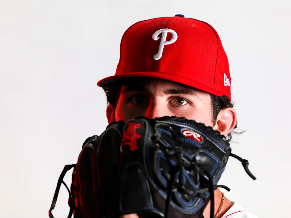 Philadelphia Phillies pitcher Andrew Painter (76) during photo day at BayCare Ballpark.Nathan Ray Seebeck-Imagn Images