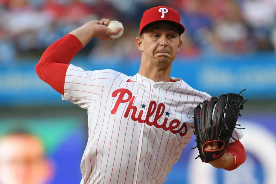 Philadelphia Phillies pitcher Mick Abel (40) throws a pitch during the first inning against the Chicago Cubs at Citizens Bank Park.Eric Hartline-Imagn Images
