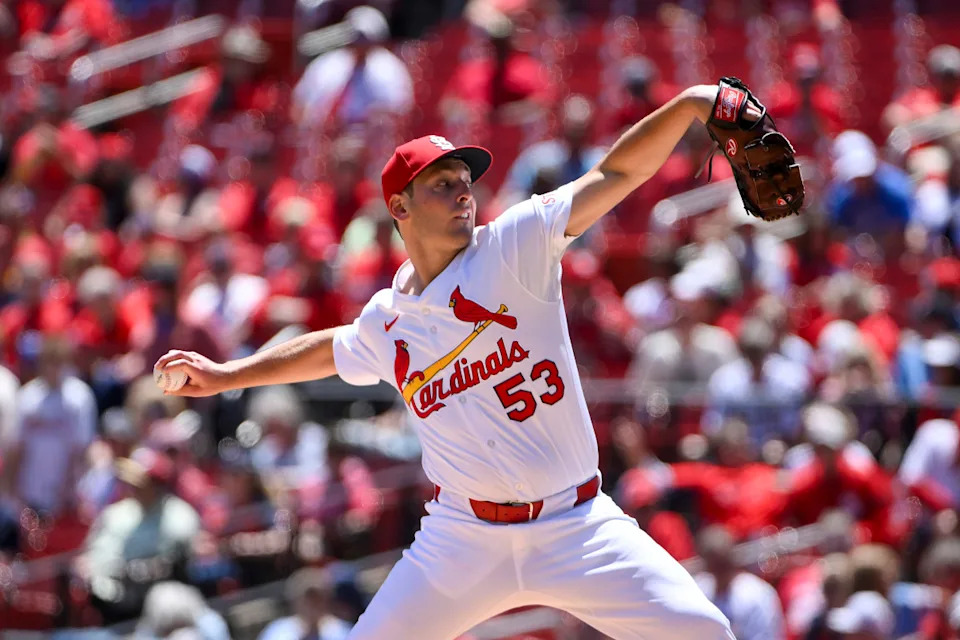 Cardinals starting pitcher Andre Pallante (53) pitches against the Detroit Tigers© Jeff Curry-Imagn Images