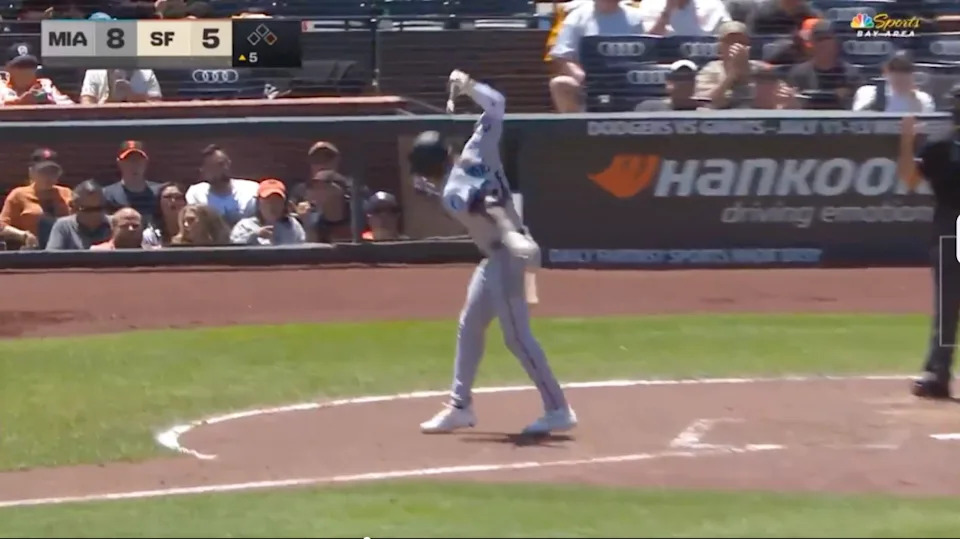 Myers slams his bat into the dirt. Instagram, @NYPostSports