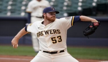 Milwaukee Brewers' Brandon Woodruff throws during an intrasquad game Tuesday, July 14, 2020, at Miller Park in Milwaukee.