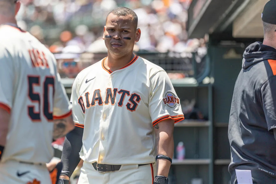 San Francisco Giants infielder Rafael Devers (16) during the game against the Cleveland Guardians at Oracle Park.Bob Kupbens-Imagn Images