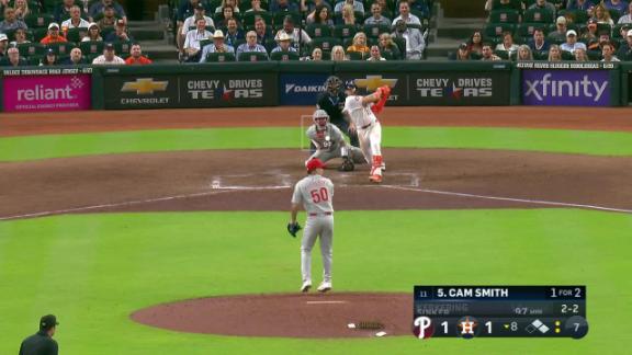 Cam Smith hits an RBI single in the 8th to give Astros 2-1 win over Phillies