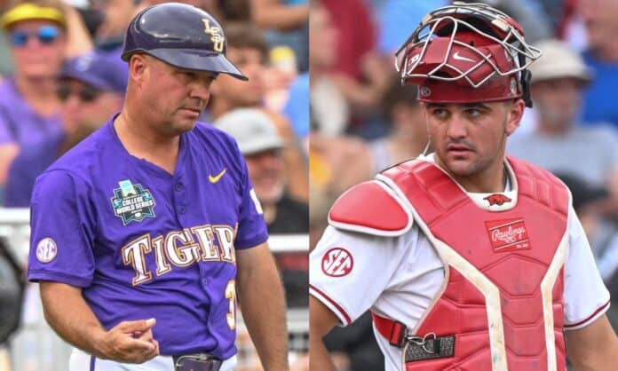 LSU vs Arkansas, Ryder Helfrick, LSU baseball, Arkansas baseball, College World Series