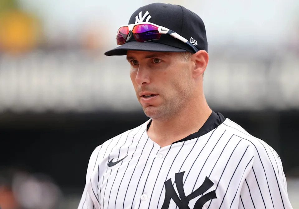 New York Yankees first base Paul Goldschmidt (48) looks on against the Pittsburgh Pirates at George M. Steinbrenner Field.Kim Klement Neitzel-Imagn Images