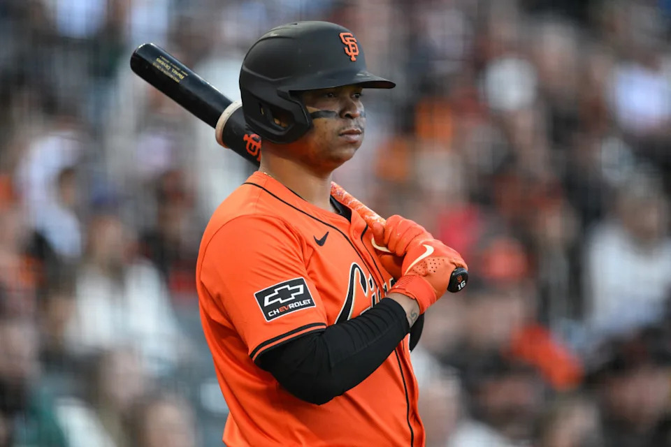 San Francisco Giants designated hitter Rafael Devers (16) prepares to bat against the Boston Red Sox in the second inning at Oracle Park.Eakin Howard-Imagn Images