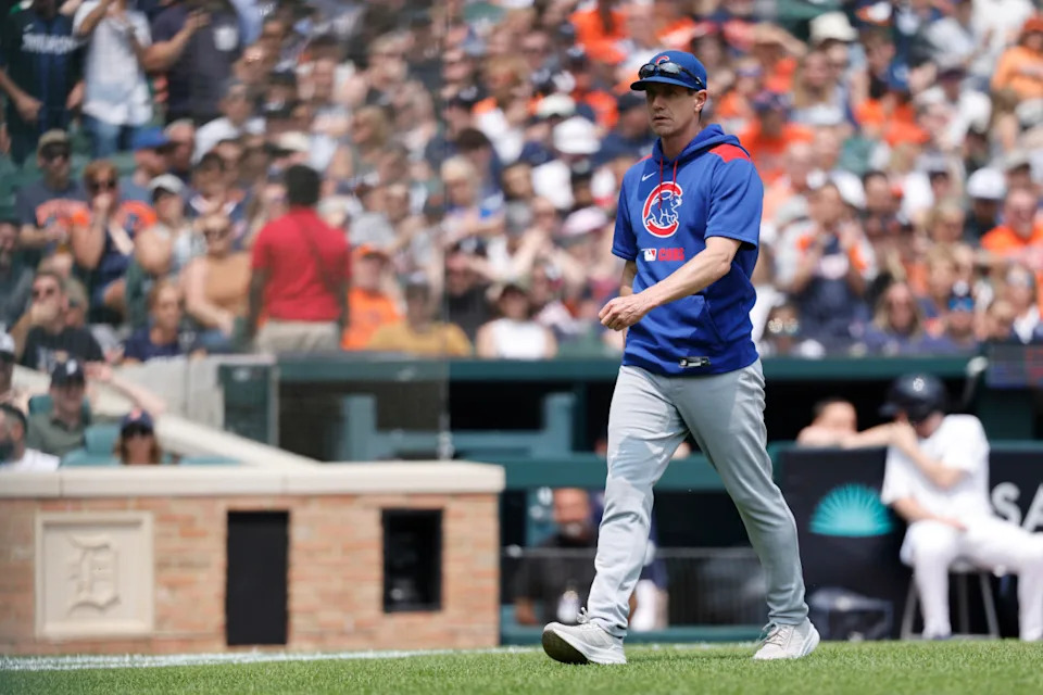 Chicago Cubs manager Craig Counsell (11) walks off the field after he is ejected in the fifth inning against the Detroit Tigers at Comerica Park.Rick Osentoski-Imagn Images