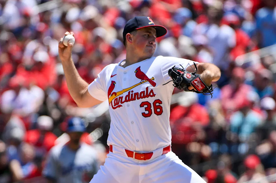St. Louis Cardinals starting pitcher Michael McGreevy (36) pitches.Jeff Curry-Imagn Images