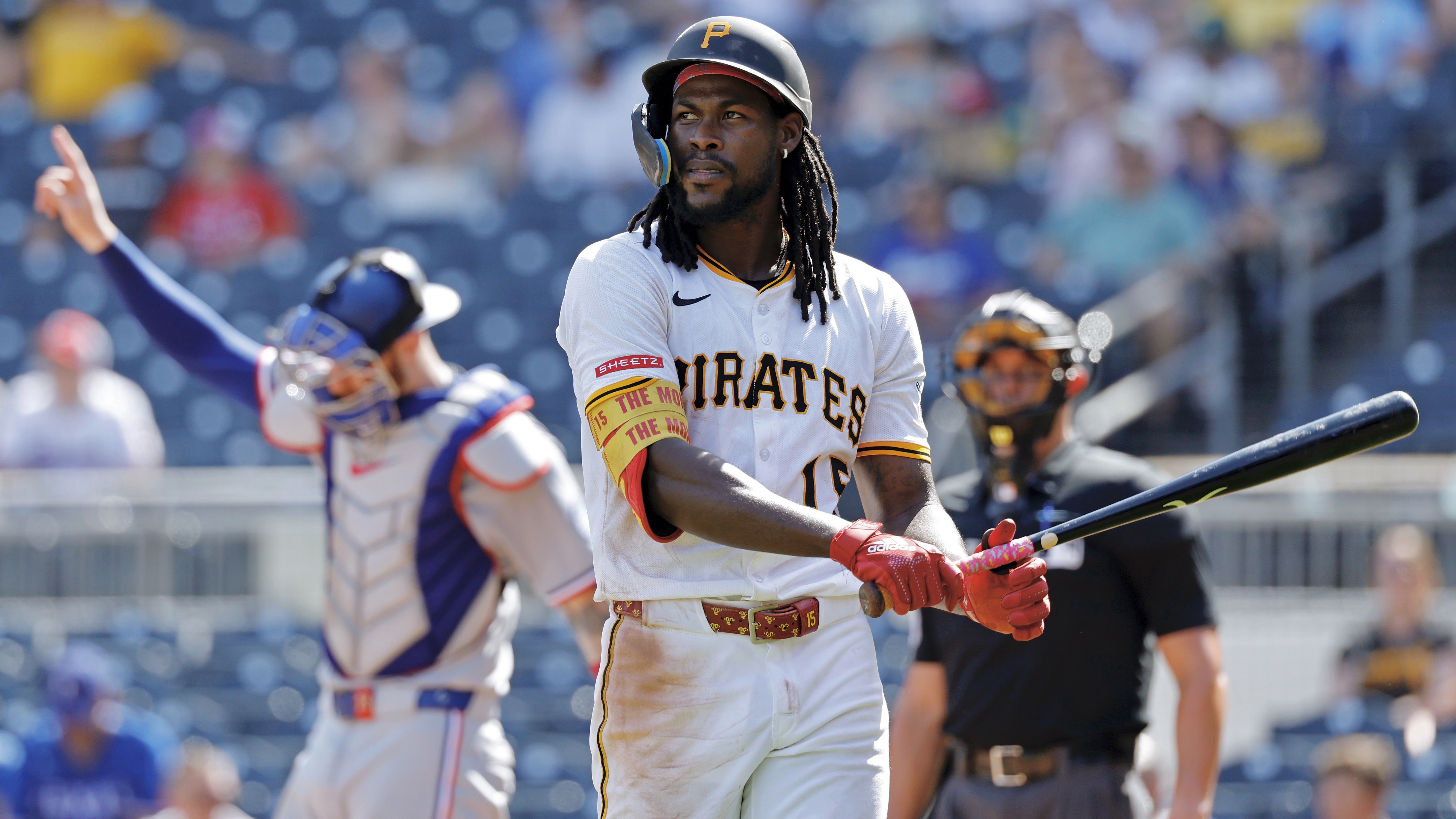 Oneil Cruz strikes out in the eighth inning Sunday at PNC Park.