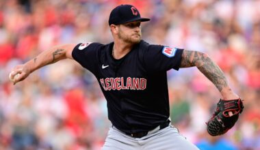 Cleveland Guardians' Ben Lively throws during the first inning of a baseball game against the Philadelphia Phillies, Friday, July 26, 2024, in Philadelphia. (AP Photo/Derik Hamilton)